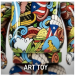Home Decor Items Artistic Ornaments Collectible Figurine Tropical Graffiti Pattern Collectible Bear Figure Doll Figurine Large Desktop Decorative Ornament - Image 3