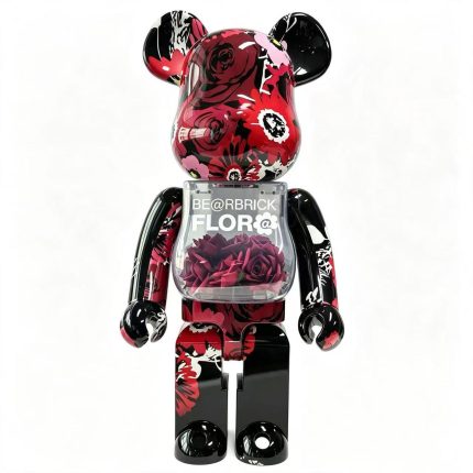 Home Decor Items Artistic Ornaments Collectible Figurine Red Black Floral Transparent Inner Decor Collectible Bear Figure Doll Figurine Large Desktop Decorative Ornament