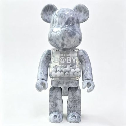 Home Decor Items Artistic Ornaments Collectible Figurine Grey Marble Transparent Bead Collectible Bear Figure Doll Figurine Large Desktop Decorative Ornament