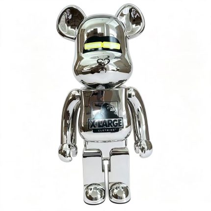 Home Decor Items Artistic Ornaments Collectible Figurine Silver Mirror Electroplated Street Logo Bear Figure Doll Figurine Large Desktop Decorative Ornament