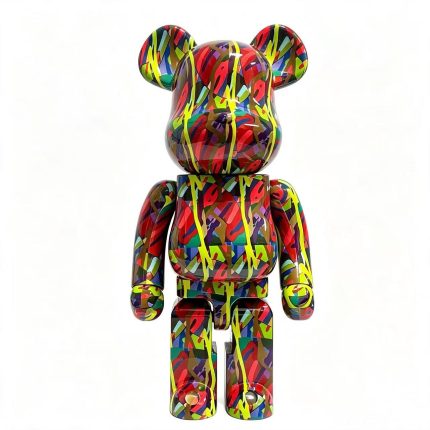Home Decor Items Artistic Ornaments Collectible Figurine Colorful Graffiti Striped Collectible Bear Figure Doll Figurine Large Desktop Decorative Ornament