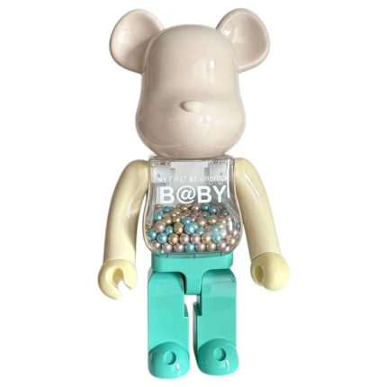 Home Decor Items Artistic Ornaments Collectible Figurine Beige & Cyan Transparent Bead Bear Figure Doll Figurine Large Desktop Decorative Ornament
