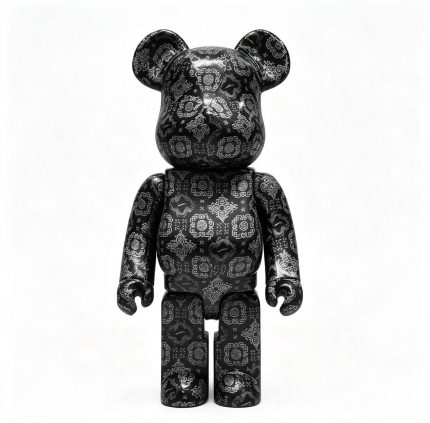 Home Decor Items Artistic Ornaments Collectible Figurine Black Vintage Pattern Texture Bear Figure Doll Figurine Large Desktop Decorative Ornament