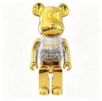 Home Decor Items Artistic Ornaments Collectible Figurine Gold Electroplated Transparent Bead Bear Figure Doll Figurine Large Desktop Decorative Ornament