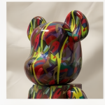 Home Decor Items Artistic Ornaments Collectible Figurine Colorful Graffiti Striped Collectible Bear Figure Doll Figurine Large Desktop Decorative Ornament - Image 2