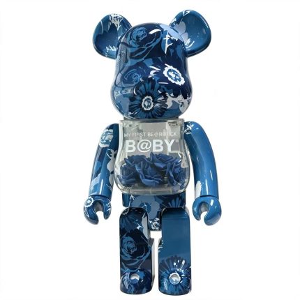 Home Decor Items Artistic Ornaments Collectible Figurine Blue Floral Transparent Inner Decor Collectible Bear Figure Doll Figurine Large Desktop Decorative Ornament