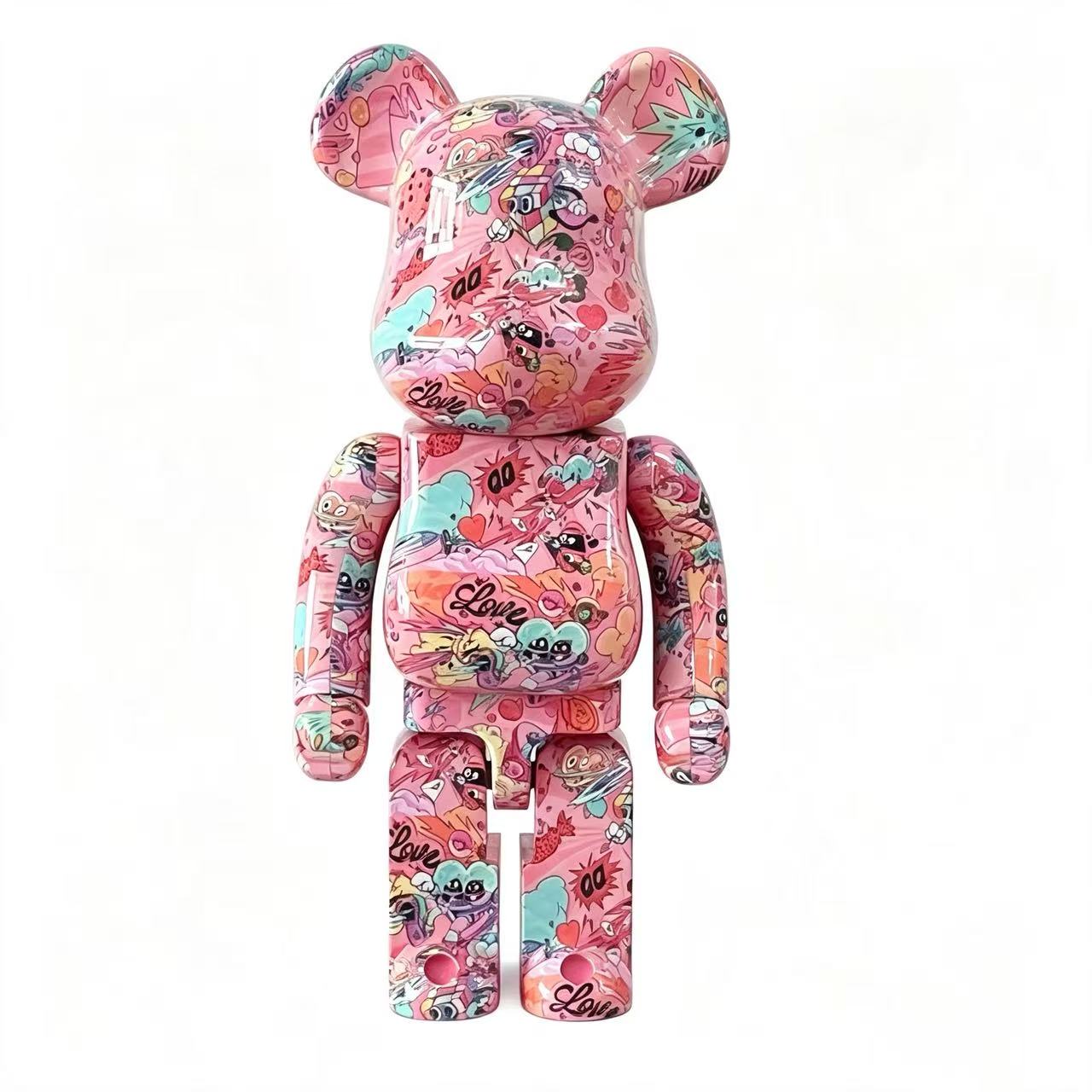 d8a653884a32740b0dde9fe943256358 Home Decor Items Artistic Ornaments Collectible Figurine Pink Cartoon Graffiti Collectible Bear Figure Doll Figurine Large Desktop Decorative Ornament - Image 1