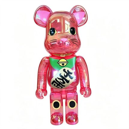 Home Decor Items Artistic Ornaments Collectible Figurine Transparent Red Lucky Cat Style Collectible Bear Figure Doll Figurine Large Desktop Decorative Ornament
