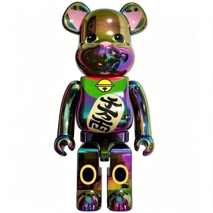Home Decor Items Artistic Ornaments Collectible Figurine Iridescent Electroplated Lucky Cat Style Bear Figure Doll Figurine Large Desktop Decorative Ornament
