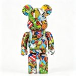 Home Decor Items Artistic Ornaments Collectible Figurine Tropical Graffiti Pattern Collectible Bear Figure Doll Figurine Large Desktop Decorative Ornament